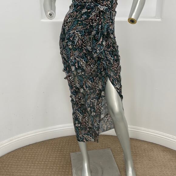 Veronica Beard Peyton Strapless Ruched Midi Dress Size 0 Paisley Print Cocktail - Picture 9 of 16